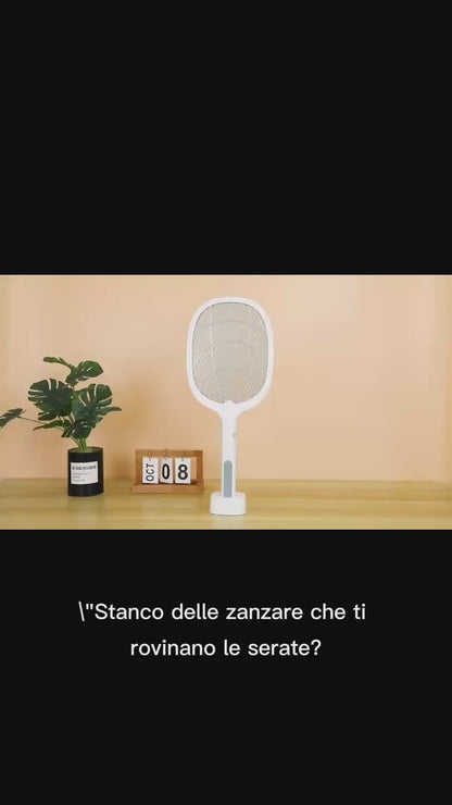 Racchetta Zanzare Elettrica con Base Ricaricabile